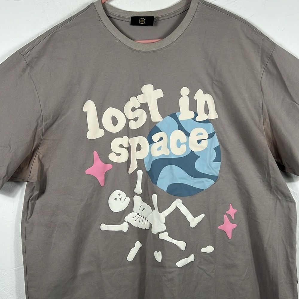 🔥🔥 LOST IN SPACE Graphic‎ Streetwear Tee Men Sz 2XL - RARE - Gray - GUC